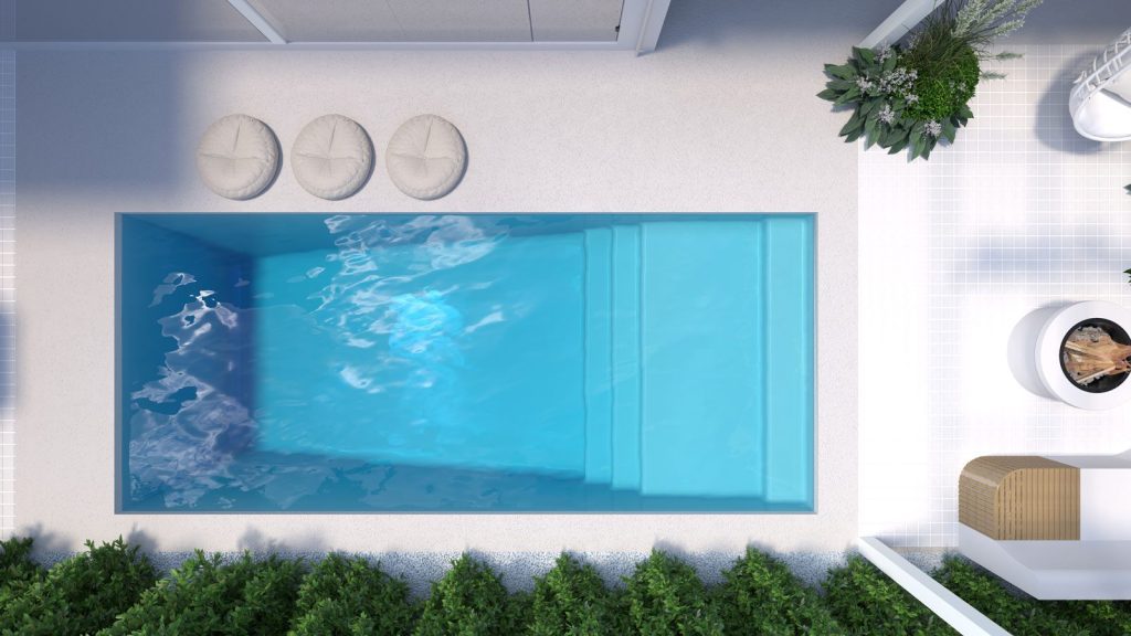 bay series fibreglass pool render aerial