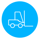 Forklift in blue circle