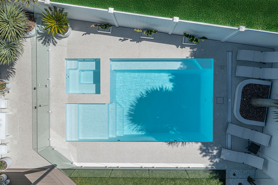 The Fibreglass Pool Company - Whitehaven style in the suns - aerial shot