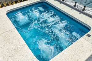 fibreglass spa with jets on