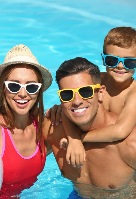 Photo of Light blue giant sunglasses prop for pool party